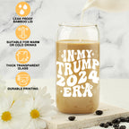 In My Trump 2024 Era, Trump Gift, Gift for Dad ,Gift for Mom, Patriotic Tumbler, Trump 2024, Friend Gag Tumbler, Coworker Gag Novelty Cup, Trump for President Glass Can, Trump Beer Cup w/Straw and Lid