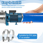 2 IN x 60FT Pool Backwash Hose Heavy Duty Drain Discharge Double PVC Layflat Hose with 2 Clamps, Weatherproof Burst Resistant for Water Transfer, Sump Pump, Pool Filter, Pool Drain (18.3M, Blue)