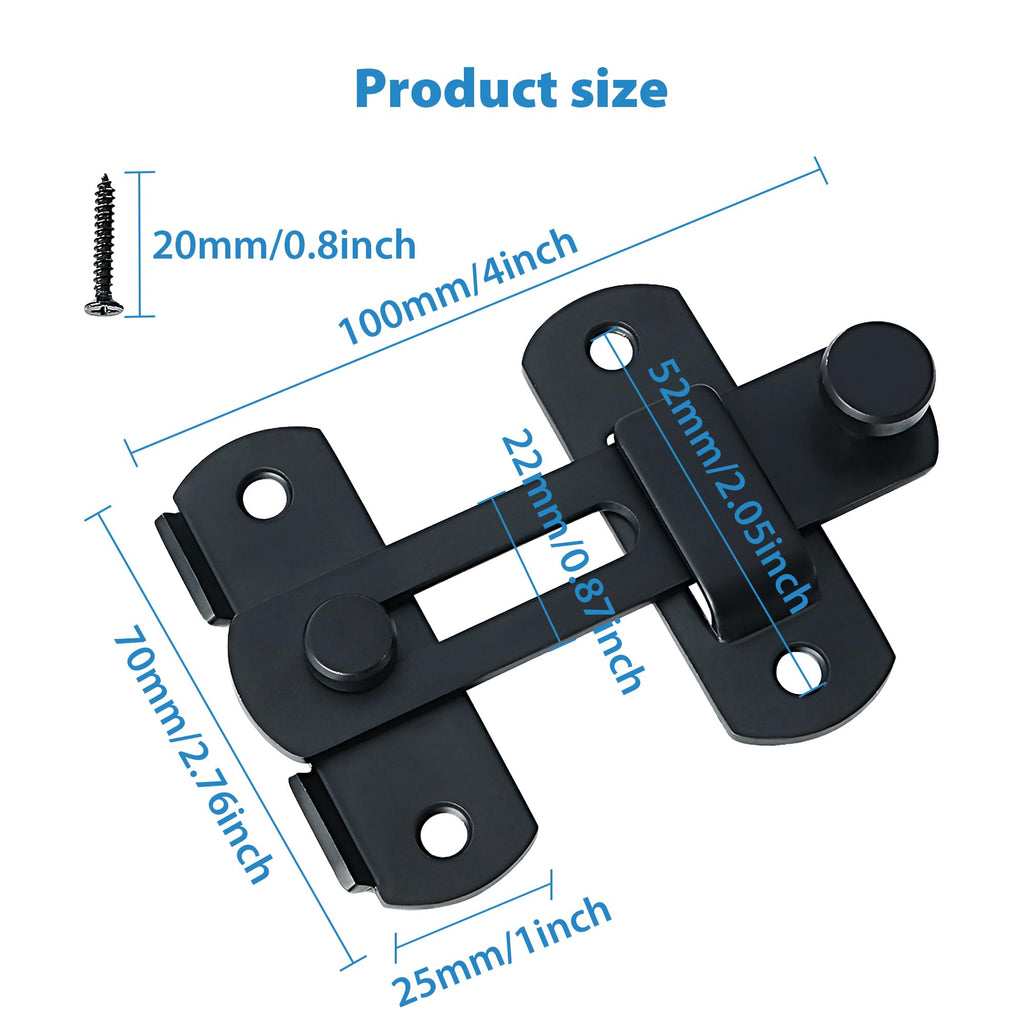 Alise Flip Latch Gate Latches Safety Door Lock for Barn Wood Fence Sliding French Doors,Heavy Duty SUS304 Stainless Steel Gate Hardware,Matte Black MS9500-B