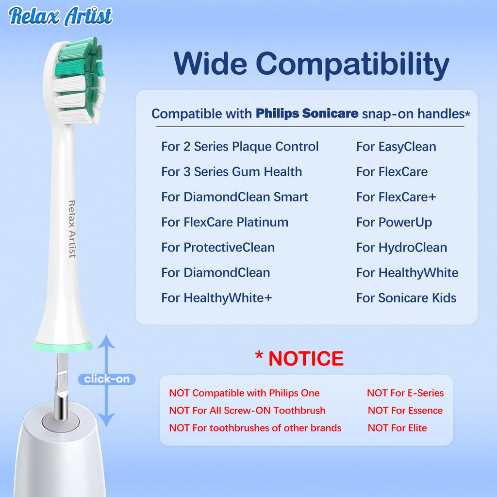 Relax Artist Toothbrush Replacement Heads for Sonicare Heads Replacement, for Philips Sonicare Electric Toothbrush Replacement Brush Heads, 8 Pack