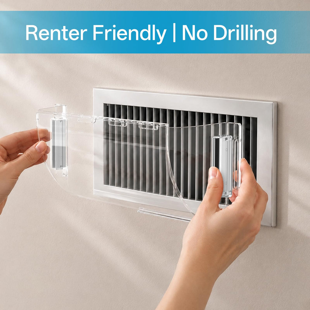 2 Pack Magnetic Air Vent Deflector, 9"-15.5" Adjustable Vent Cover with Optimized Ferrite Magnets for Ceiling/Floor/Wall Registers - Clear Heat/AC Deflector for Under Furniture & Home Comfort