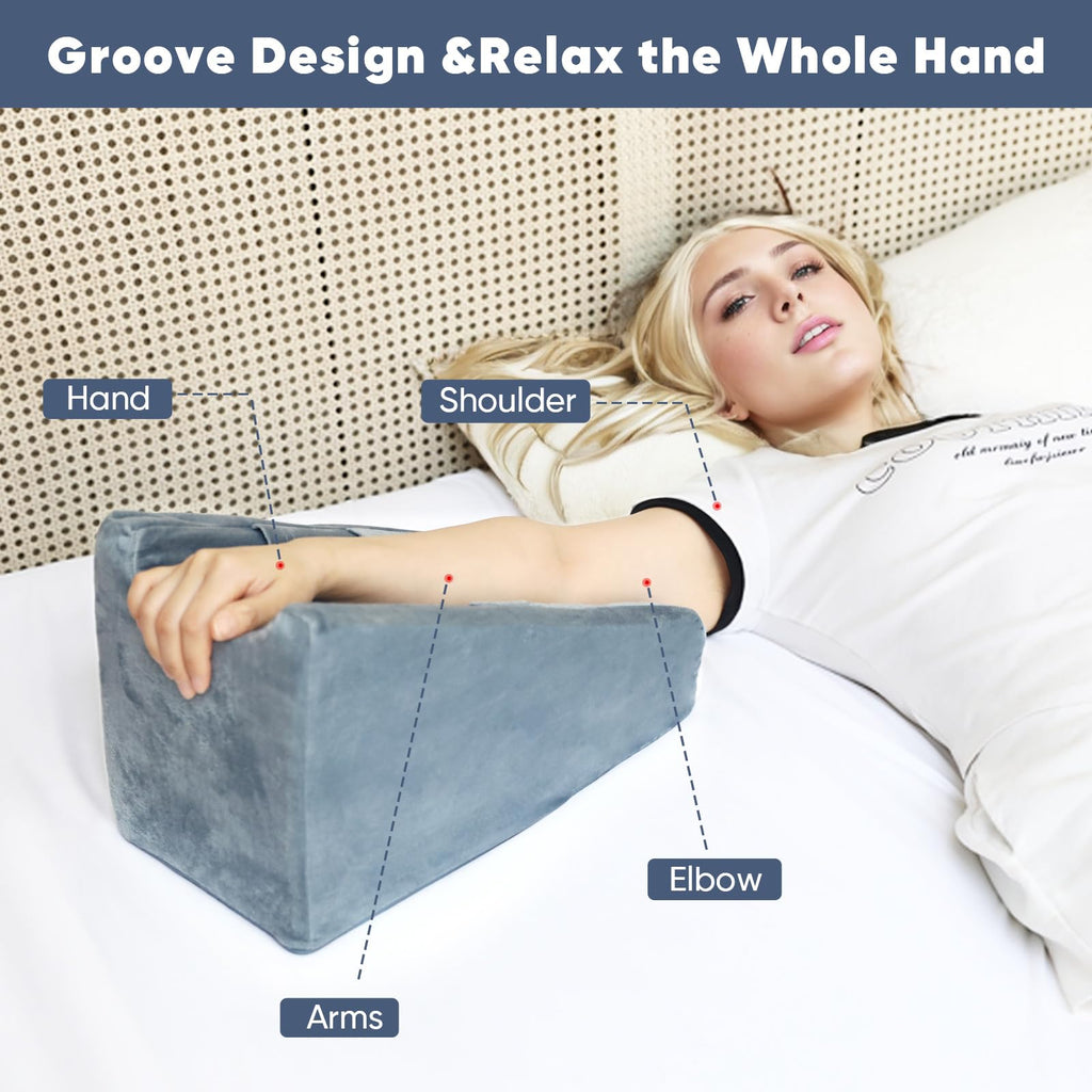 TBXONMOW Arm Elevation Pillow Arm Wedge Pillows for Adults Arm Support Pillow with Pocket for Post Surgery Elbow Arm Rest Pillow with Removable Pillow for Sleeping(Grey)