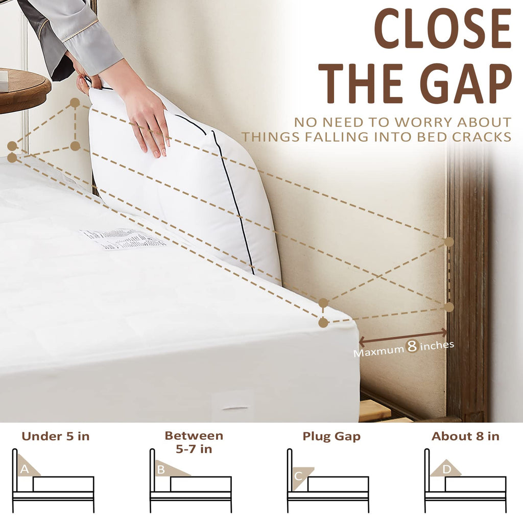 Homemate Twin Size（39"x10"x6"） Bed Wedge Pillow Stopper - Bed Gap Filler(0-8") - Headboard Pillow - Triangle Bloster Pillow Wedges - White