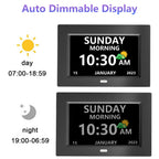 MRCHYDZ 7 Inch Clock with Day and Date for Elderly Large Display Digital Clock 12 Alarms 3 Medicine Reminders Large Font Dementia Clocks Alarm Clock for Seniors Day Clock Black