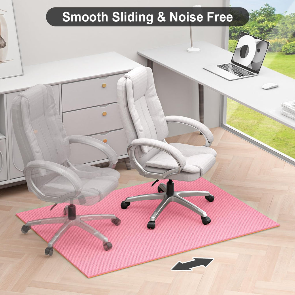 Hsurbtra Office Chair Mat for Hardwood Floor, 31.5" x 47" Ultra Thick Non-Slip Computer Chair Mat, Heavy Duty Floor Protector, Large Desk Rug for Office Home, Pink