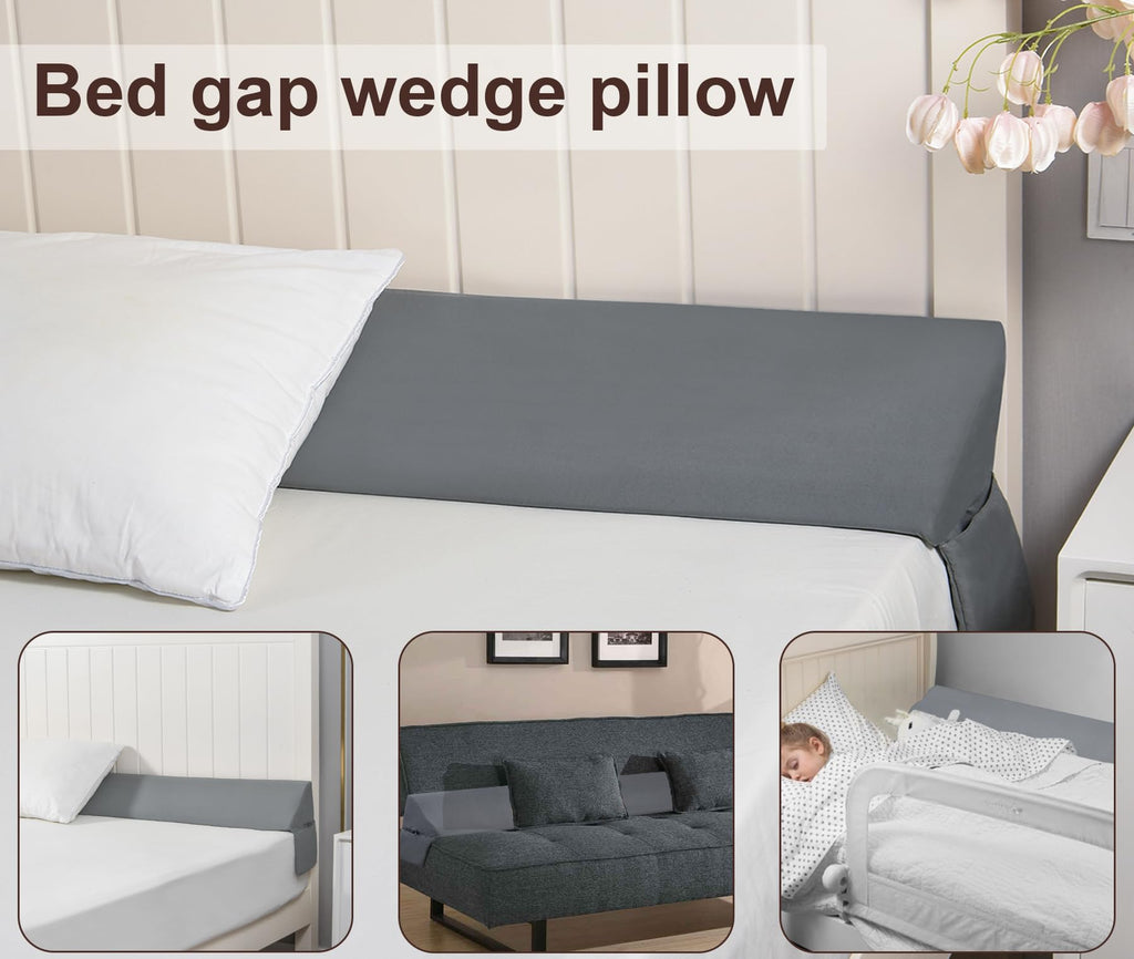 Vekkia King Pillow Wedge for Headboard Gap,Bed Gap Filler/Mattress Wedge Crack Filler,Close 0-3.5" Gap, Between Headboard and Mattress,Gray