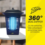 ZAP IT! Electric Bug Zapper Lantern - Indoor and Outdoor Plug-in 360 Degree Mosquito Control, Insect and Fly Killers | UV Light and Electric Shock Mosquito Killer Lamp | Includes Bug Collector