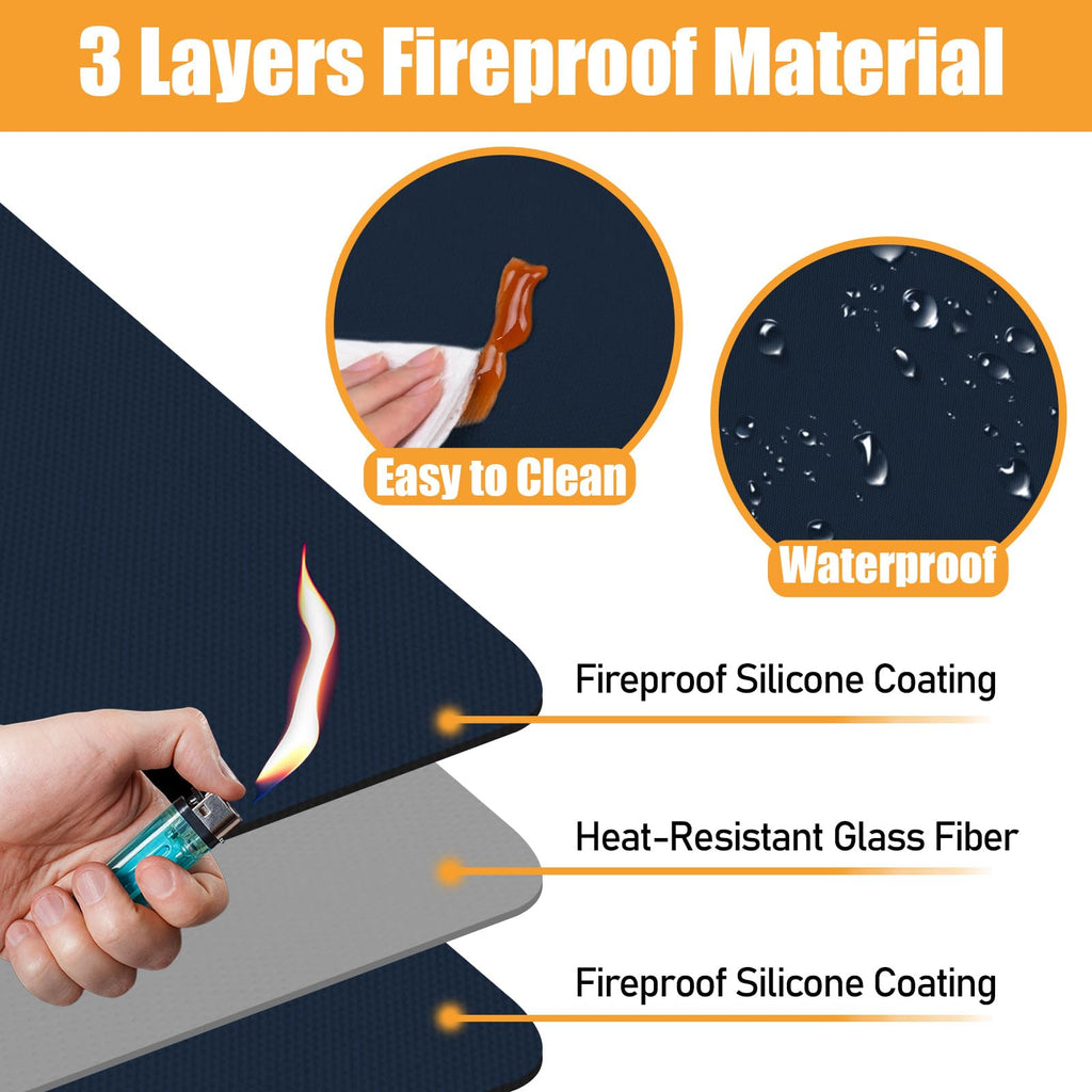 Amerbro Heat Resistant Mats for Countertop - Fireproof 16x20in Heat Resistant Mats for Air Fryer - Kitchen Countertop Protector for Air Fryer, Coffee Maker, Stand Mixer, Toaster, Oven - Blue - 2PCS