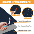 Amerbro Heat Resistant Mats for Countertop - Fireproof 16x20in Heat Resistant Mats for Air Fryer - Kitchen Countertop Protector for Air Fryer, Coffee Maker, Stand Mixer, Toaster, Oven - Blue - 2PCS