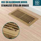 VOISEN Floor Register 4x10, 6 Pack Brown Floor Vent Covers, Heavy Duty Steel Walkable Floor Vents,Vent Covers for Home Floor