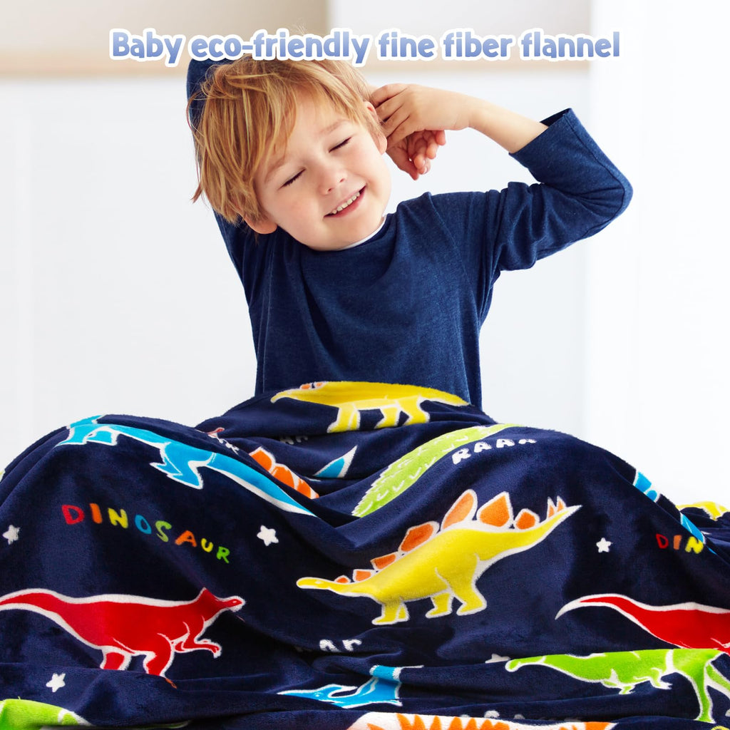 Dinosaur Gifts Toys for Kids Boys - Glow in The Dark Blanket Dino Throw Age 1-13 Years Old Toddler Teen Son Girls Present Birthday Christmas Halloween Valentine's Day Easter Teenager Child Gift