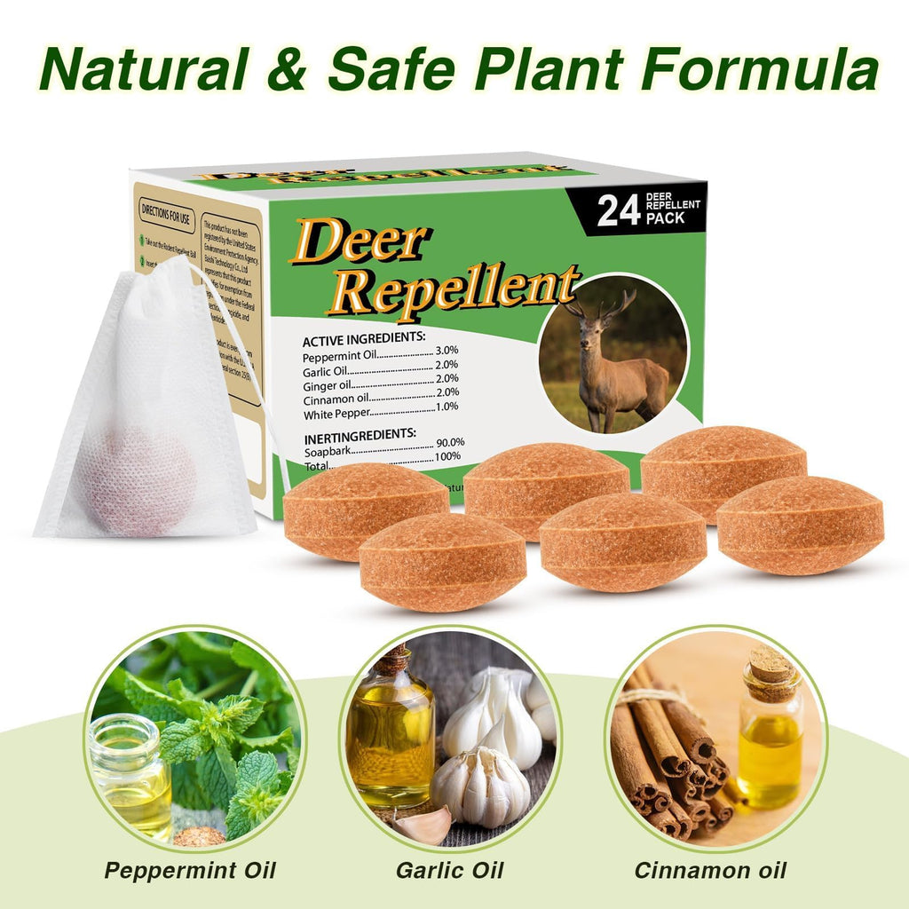 CKUKARM 24 Pack Deer Repellent Rabbit Repellent Outdoor Deer Deterrent for Plants Flower Vegetable Tree Deer Rabbit Repeller