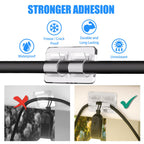 Keviyi Hooks for Outdoor String Lights Clips: 54Pcs Heavy Duty Cable Clips with Waterproof Adhesive Strips for Hanging Christmas Light - Outside UV-Resistant Clear Sticky Cord Holders Rope Organizer