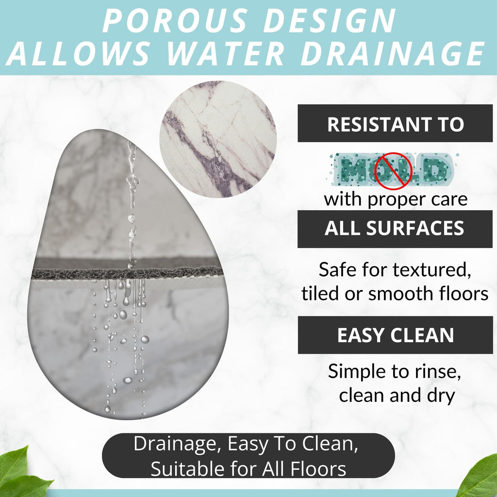 Square Shower Mat with Center Drain Hole in Middle - Loofah Non Slip Shower Mats for Inside Shower - Square Bath Mats for Shower - Anti Slip Shower Stall Mat - Shower Floor Mat (27x27 Marble Grey)