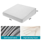 HOMBYS Wedge Recliner Seat Cushion for Long Sitting Chair, Cushion for Elderly Esay to Get Up,5" Thick 20"x20" Large Pressure Relief Seat Cushion for Recliner, Office, Car, Velvet & Foam,Light Grey