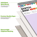 Soucolor 9" x 12" Sketch Book, Christmas Gifts for Women, Birthday Gifts for Women, Thank You Gifts, Stocking Stuffers Gift Set, 2 Packs 100-Sheets Each (68lb/100gsm) Drawing Pad for Women and Girls