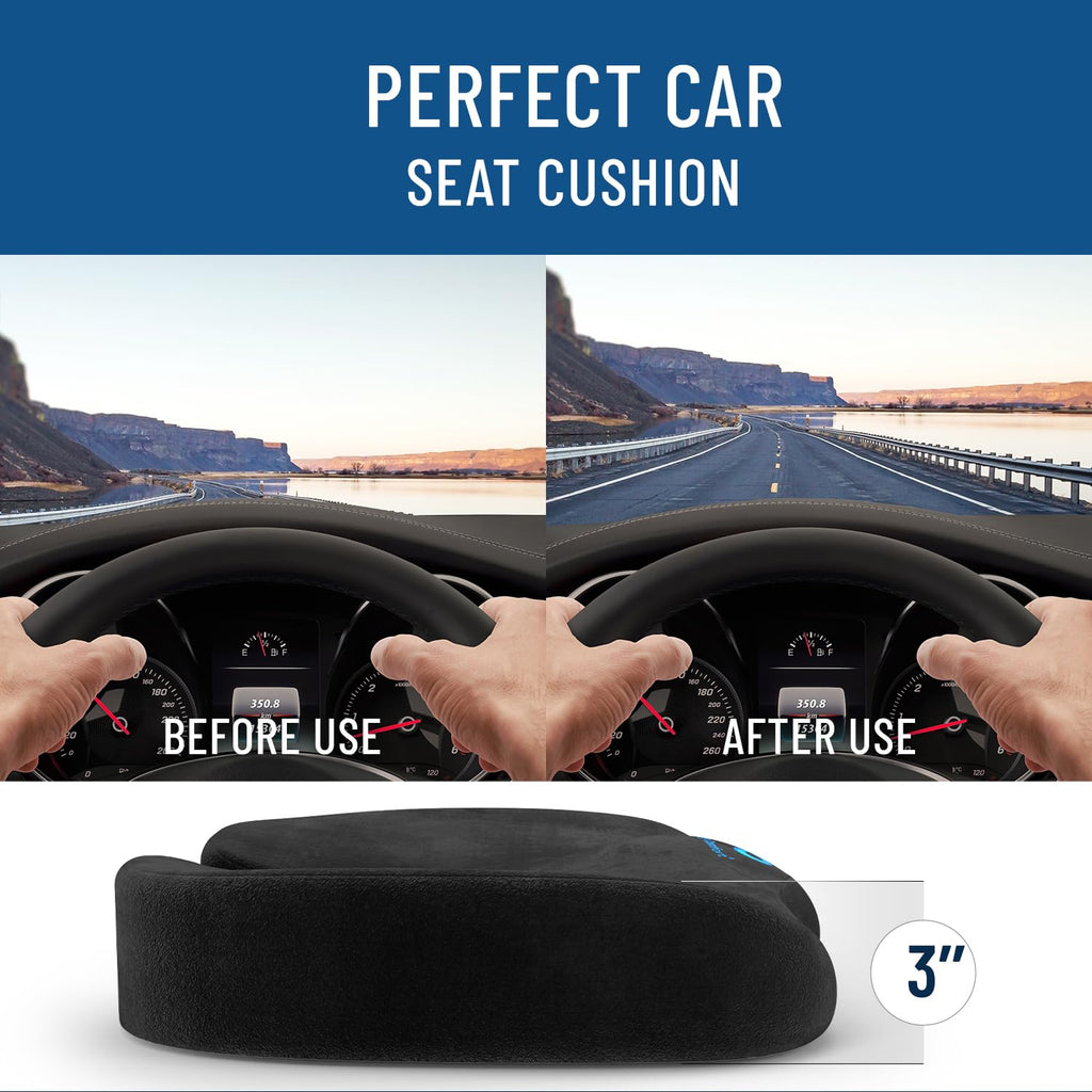 Everlasting Comfort Memory Foam Seat Cushions for Office Chairs - Sciatica & Tailbone Pain Relief Cushion - Car Seat & Office Chair Cushion - Ergonomic Office Desk Accessories for Comfort