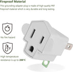 3 Prong to 2 Prong Polarized Grounding Adapter, Wall Outlet Converter JACKYLED 3-Prong Adapter Fireproof Material 392℉ Resistant Heavy Duty for Household, Christmas Light, Indoor Use Only, 10 Pack