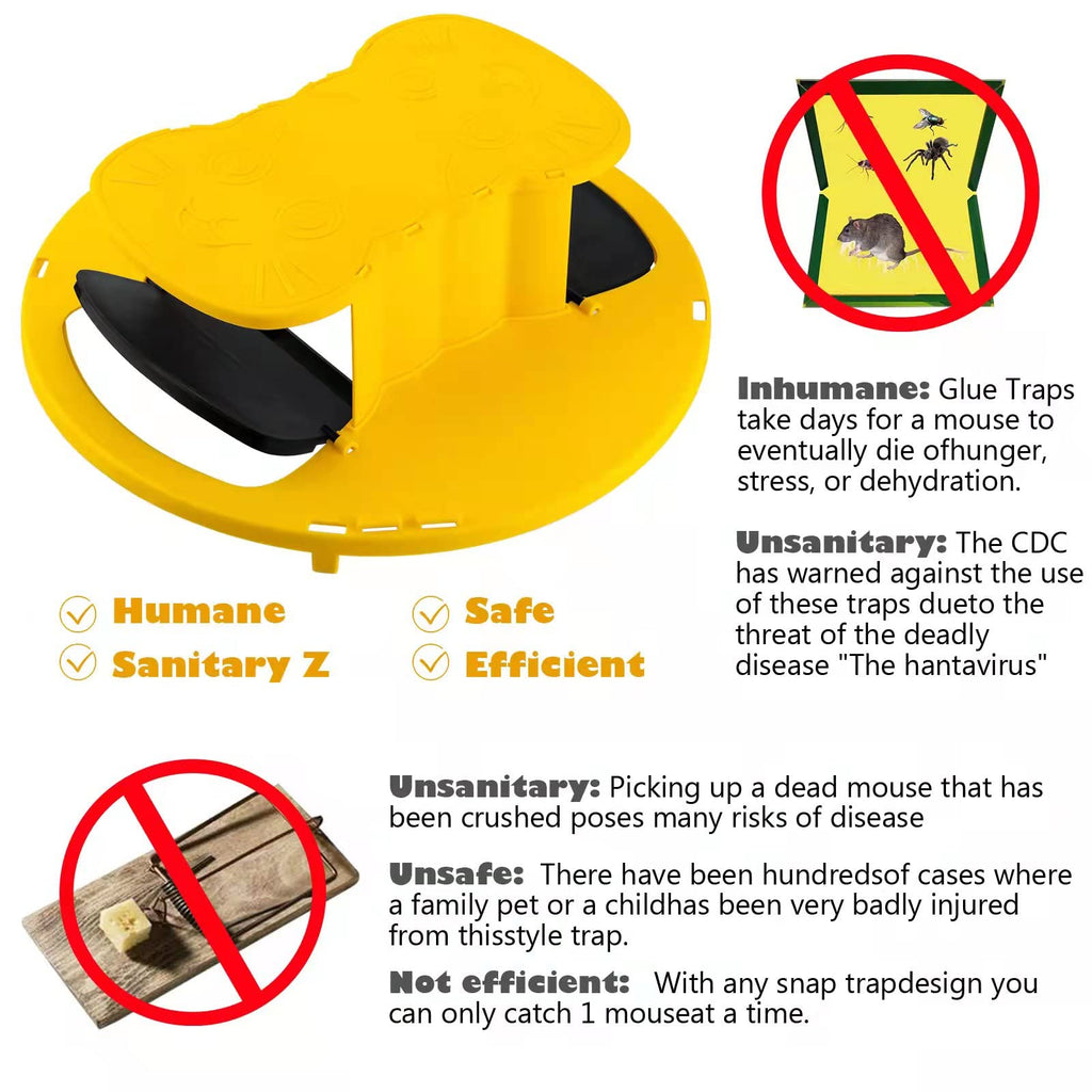 Mouse Trap Bucket ，Bucket Lid Rat Trap,Auto Reset Multi Catch Humane Rat Trap for Indoor Outdoor, Compatible 5 Gallon Bucket-2 Pack