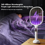 Qualitell Electric Fly Swatter Racket Rechargeable Handheld Bug Zapper 4000V with 2 Stand Base, Large Mosquito Killer with Power Display for Indoor Outdoor