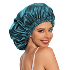 Satin Bonnet Silk Bonnet Hair Bonnet for Sleeping-Slouchy Beanie Hat Satin Sleep Cap for Women's Natural & Curly Hair(Blue Zircon)
