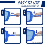 Poolvio Heavy Duty Swimming Pool Leaf Skimmer Net with Strong Reinforced Handle for Cleaning Swimming Pools, Hot Tubs, Spas and Fountains