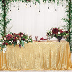 PartyDelight 60"X102" Rectangle Sparkly Gold Sequin Tablecloth for Wedding, Party, Christmas Decorations