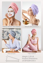 Hicober Microfiber Hair Towel, 3 Packs Turbans for Wet Hair, Drying Wrap Towels Curly Women Anti Frizz (Pink,Purple,Grey)