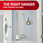 Command Broom and Mop Grippers, 2 Hangers and 4 Command Strips, Damage Free Hanging Wall Mount Broom and Mop Holder, Household Cleaning Organizer for Christmas Decorations, Holds up to 4 lb