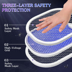 Qualirey 2 Pack Electric Fly Swatter 3000v Bug Zapper Racket 2 in 1 Mosquito Killer with 3 Layers Safety Mesh 20.5 Inch Extra Large USB Rechargeable with 1200mah Battery for Indoor Outdoor(White)