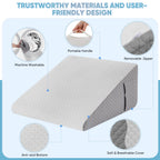 Forias Wedge Pillow for Sleeping 12" Bed Wedge Pillow for After Surgery Triangle Pillow Wedge for Acid Reflux Gerd Snoring Post Surgery Leg Back Pain Relief - Soft Memory Foam Top & Washable Cover