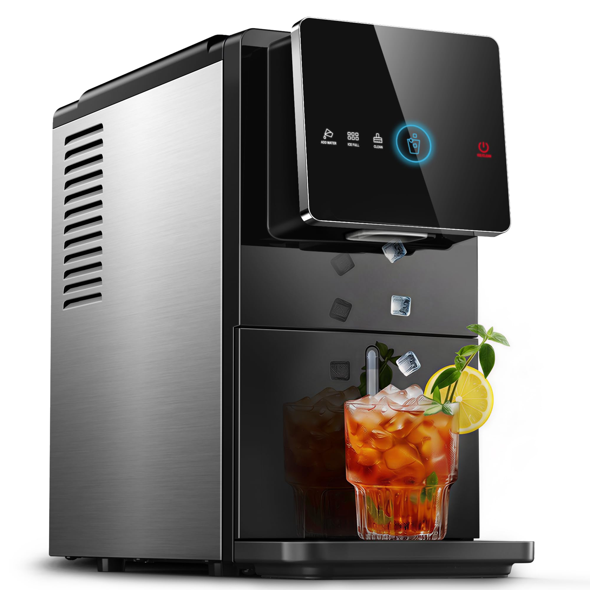 Silonn Nugget Ice Maker Countertop, Auto Drop Ice, Self Cleaning Ice Machine, 40 lbs/24H Soft Chewable Ice, Self Dispensing Nugget Ice Maker for Home, Kitchen and Party