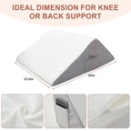 Knee Wedge Pillow, Memory Foam Leg Pillow Bed Wedge for Sleeping, Post Surgery Triangle Pillow Wedge for Knee Support, Leg Elevation, Knees Hip Back Pain Relief (23.6" x 26" x 10", Extra Large, White)
