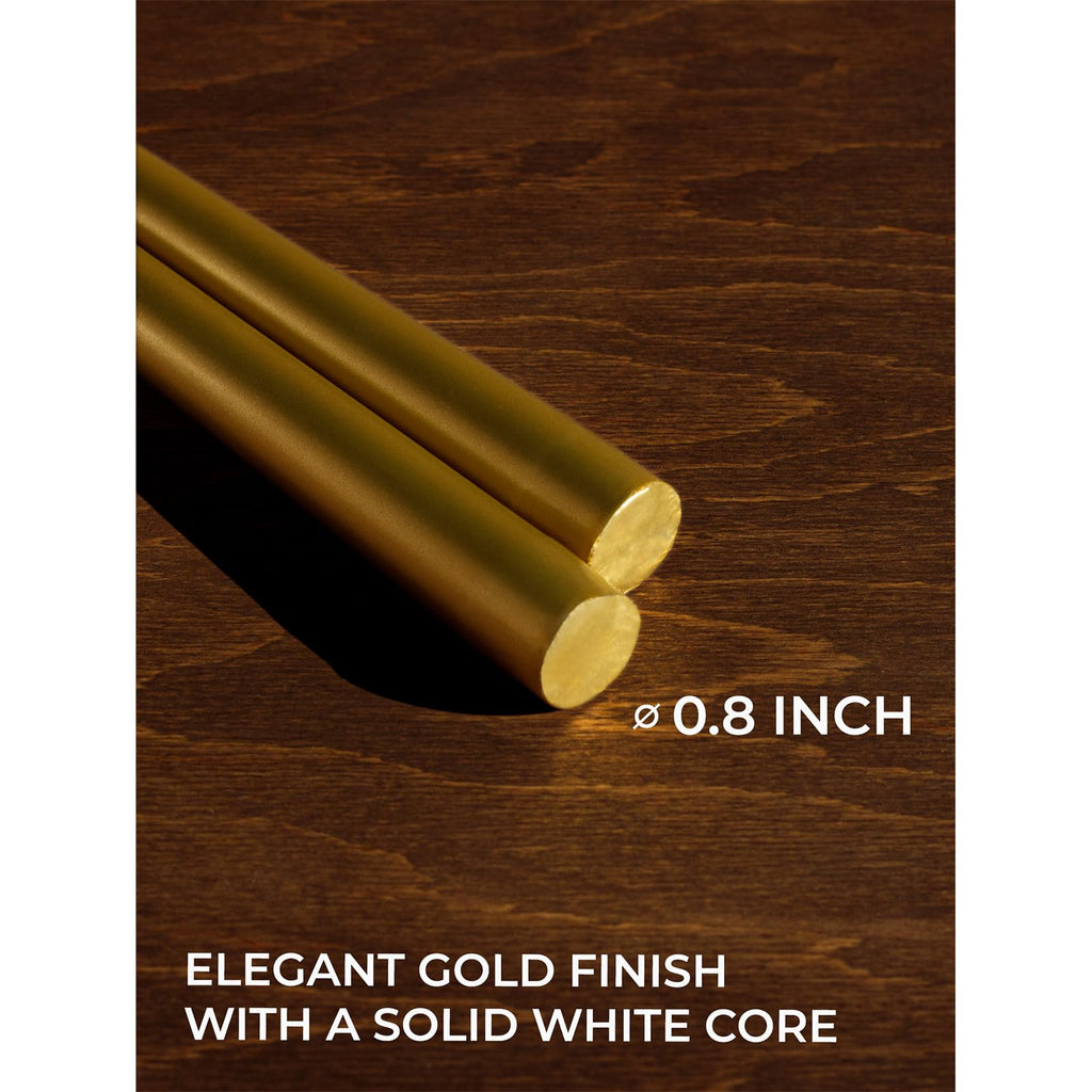 CANDWAX 10 inch Gold Taper Candles Set of 4 - Christmas Candles Taper Dripless - Tall Candles Long Burning Fragrance-Free - Gold Candlesticks