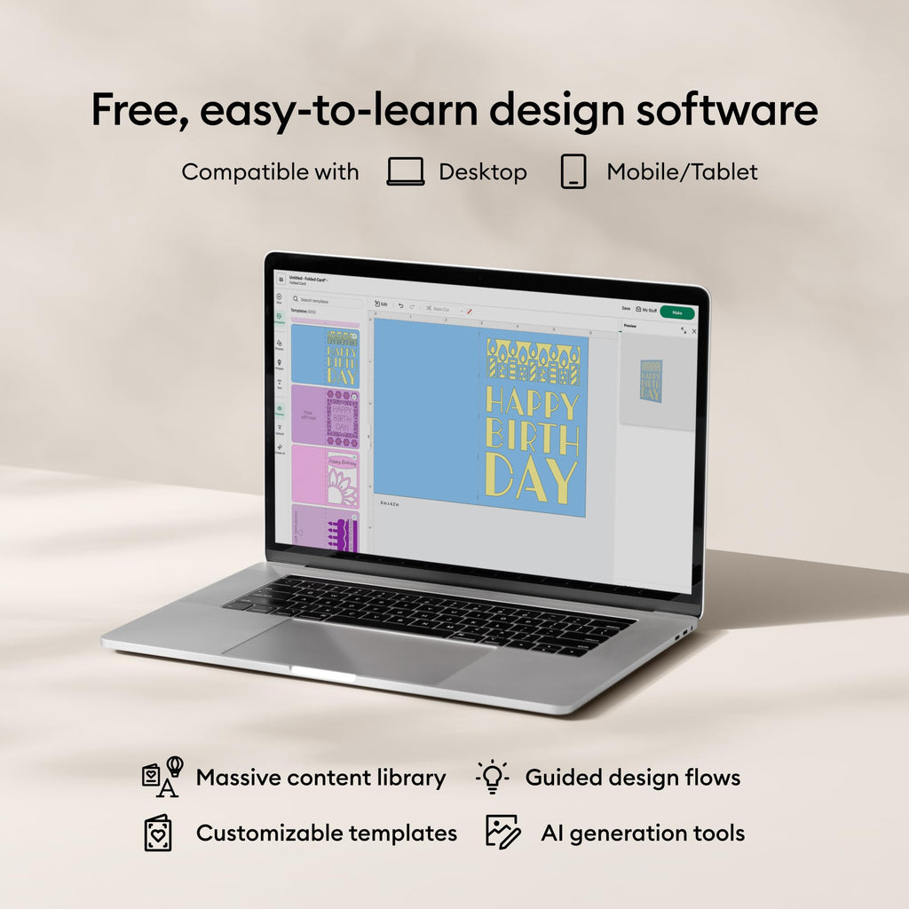 Cricut Maker 4 - Smart Cutting Machine (Seashell) | Digital Content Bundle - Includes 30 Images in Design Space App