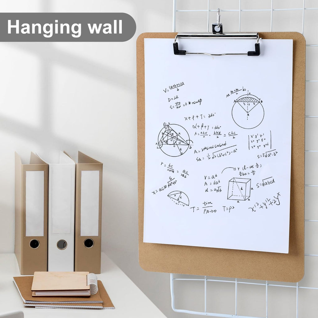 Wood Clipboards Set of 2, Letter Size Hardboard Clip Board 8.5x11 for Classroom, Students, Kid, A4 Standard Size 9" x 12.5" with Low Profile Clip, Office & School Supply