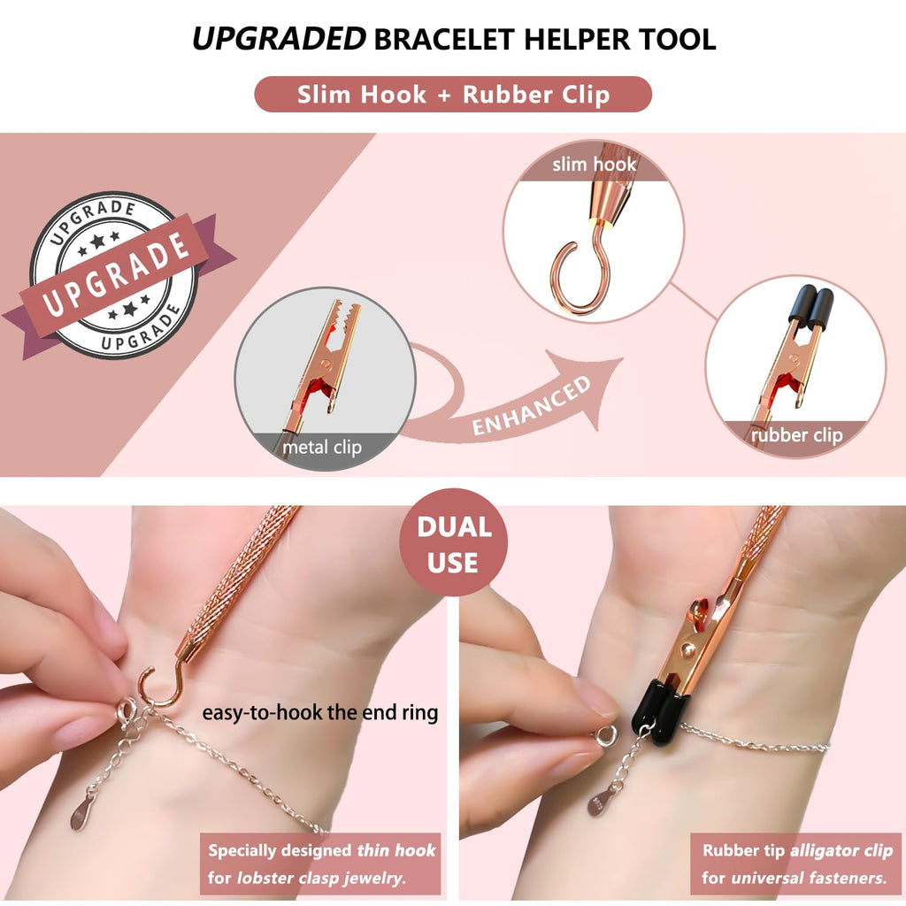 ChangWanna Bracelet Helper Tool Hook - Pretty Bracelet Helper to Put on Yourself, Easy Jewelry Wearing Tool Aid Assistance, Metal Bracelet Buddy Fastening Helper Fastener Necklace Clasp Helper Elderly