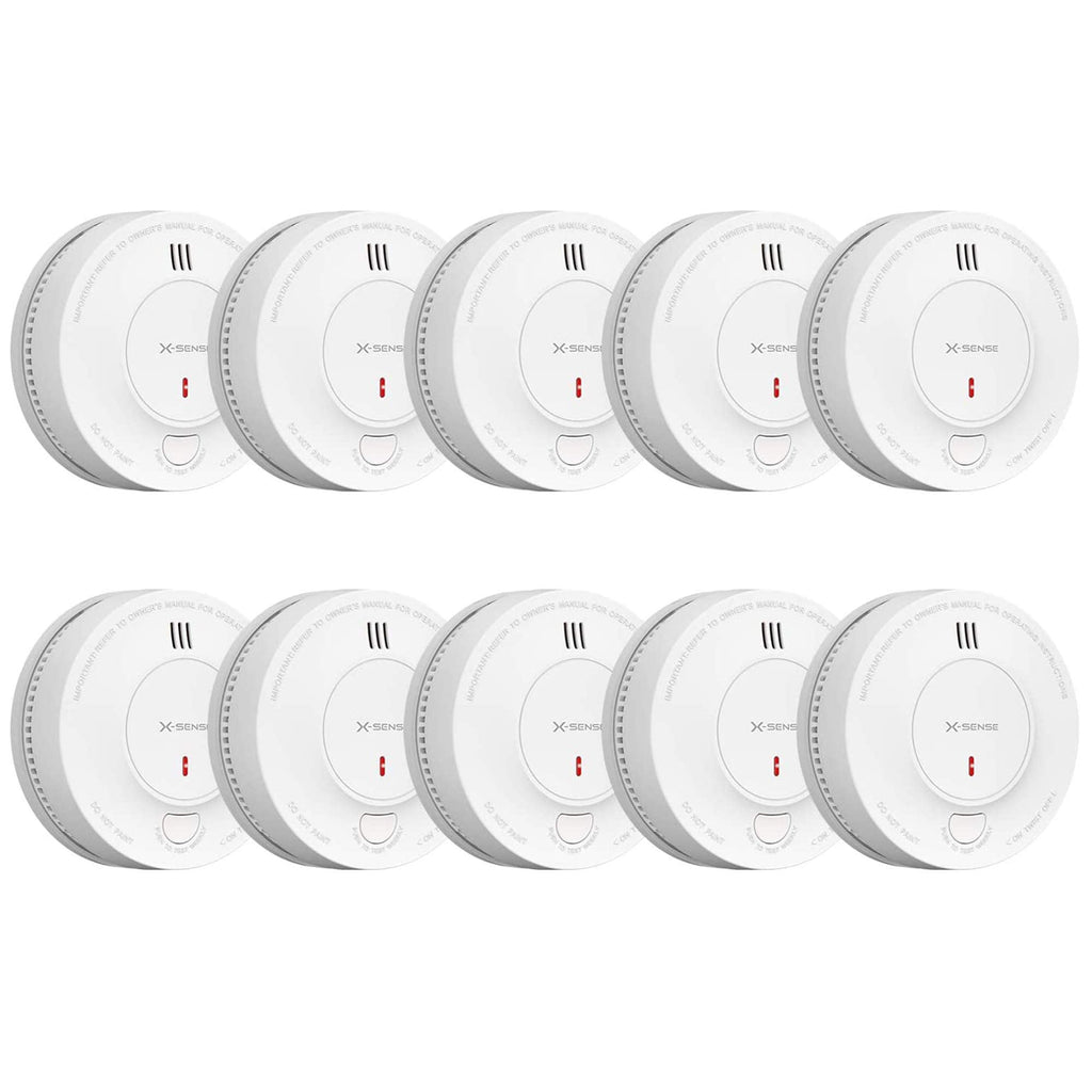 X-Sense Smoke Alarm, 10-Year Battery Fire Alarm Smoke Detector with LED Indicator & Silence Button, SD2J0AX, Pack of 10