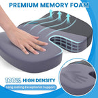 TushGuard Seat Cushion for Office Chair Memory Foam Non-Slip Cushion Back, Relief Chair Pad, Butt Pillow for Office, Car, Computer Desk, Grey, X-Large