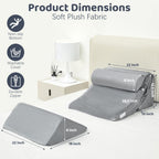 PIASHJOY 4pcs Bed Wedge Pillow for headboard，Elevated Pillows for Sleeping， Foam Wedge for Back Pain Relief and Leg Pain，Pillow Wedge for Acid Reflux Relief and Anti-snoring