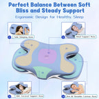 Cervical Pillow for Neck Pain Relief - Ergonomic Memory Foam Pillow with Adjustable Cooling Contour Design, Orthopedic Support for Side/Back/Stomach Sleepers, Machine-Washable Cover (Blue)
