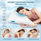 Side Sleeper Pillows for Adults, Cervical Pillow for Side Sleepers Neck and Shoulder Pain Relief, Cooling Crescent Neck Pillow with Adjustable Loft ,Shredded Memory Foam Pillows Queen Size Set of 2