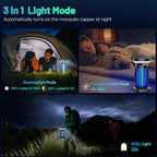 Jinyeda Solar Bug Zapper, 3500V Mosquito Zapper for Outdoor Indoor, USB Rechargeable Night Bug Lights Fly Zapper, IP66 Waterproof Electric Mosquito Killer Lamp for Home, Backyard, Patio, Camping