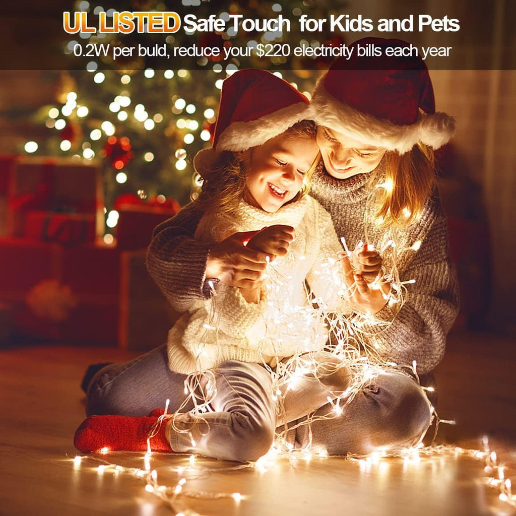 403 FT 1000 LED Christmas Lights Outdoor Decorations Super Long Fairy Lights Waterproof 8 Modes Timer Clear Wire String Lights for Outside House Tree Patio Yard Wedding Party Holiday-Warm White