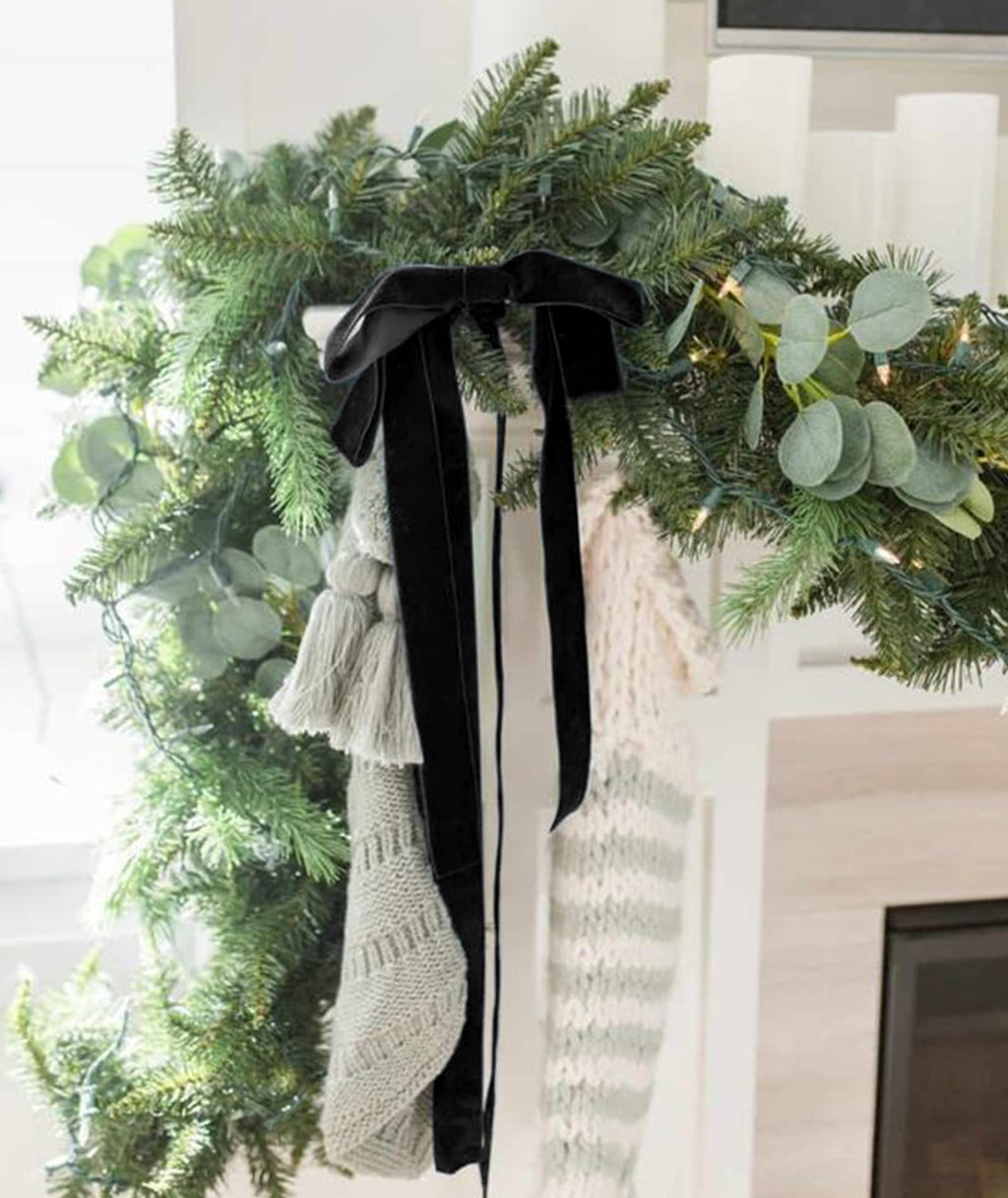 Black Velvet Ribbon 1'' 25 Yards for Christmas Tree, Gift Wrapping, Flower Bouquet, Wreath Decorations, Bow Making