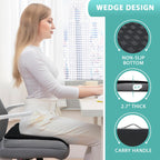 AEROiVi Large Seat Cushion, 2.7 Inch Thick Office Chair Cushion with 3D Mesh Padding, Wedge and Handle Design for Car Seat, Wheelchair, Bleacher, Easy to Clean