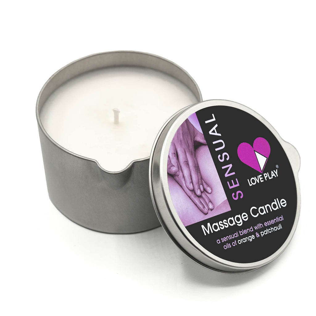LOVE PLAY Massage Oil Candle for Home SPA - Vegan Moisturizing Body Oil Candle for Pure Relaxation - Hydrating Skin Care Massage Oils with Essential Oils (6.76oz)