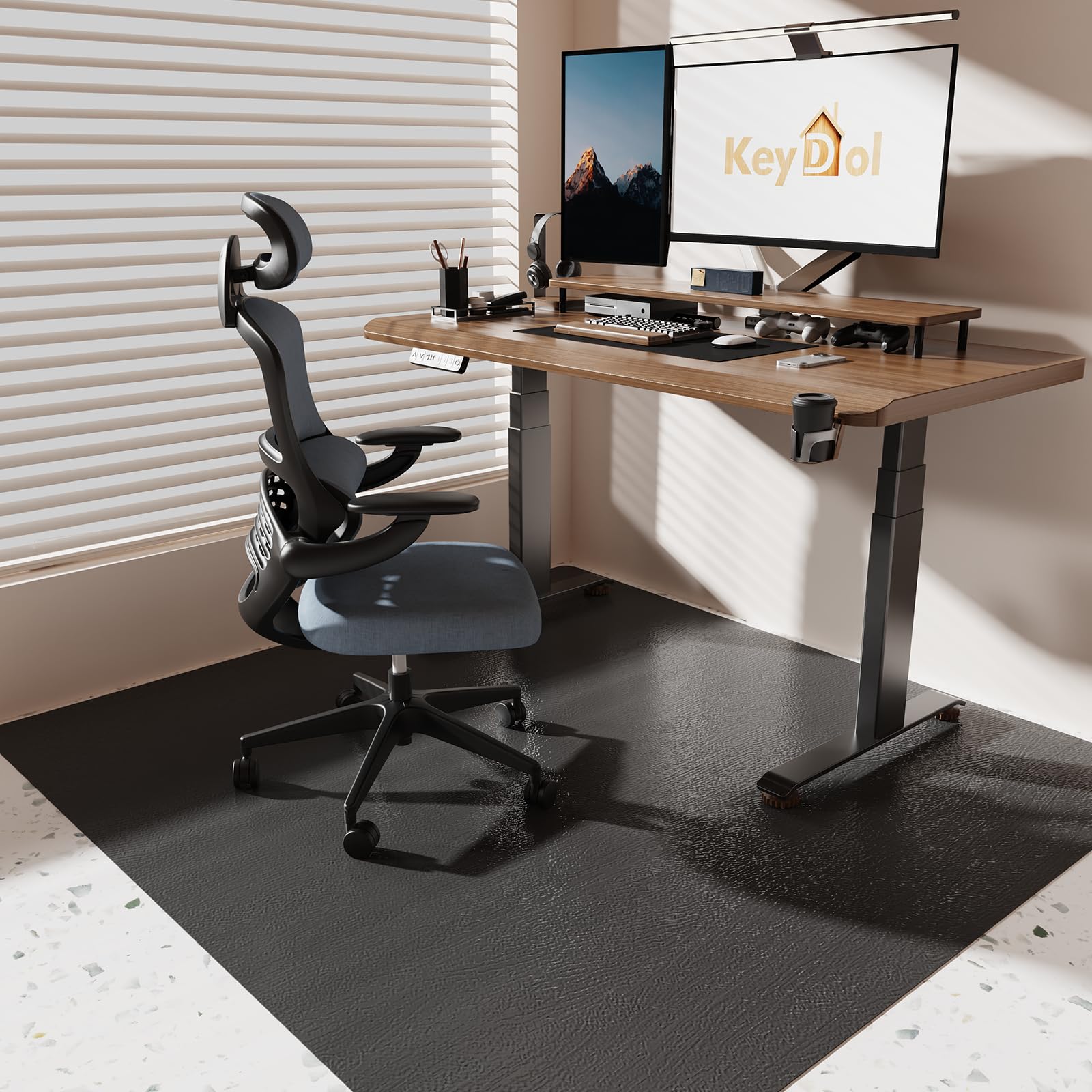 [Thickened to 2.0mm]60"x 75" Office Chair Floor Mat for Hardwood, Vinyl Computer Floor Mat, Anti-Slip Desk Floor Mat for Hardwood, Easy to Clean Office Chair Floor Protector, Durable Rolling Chair Mat
