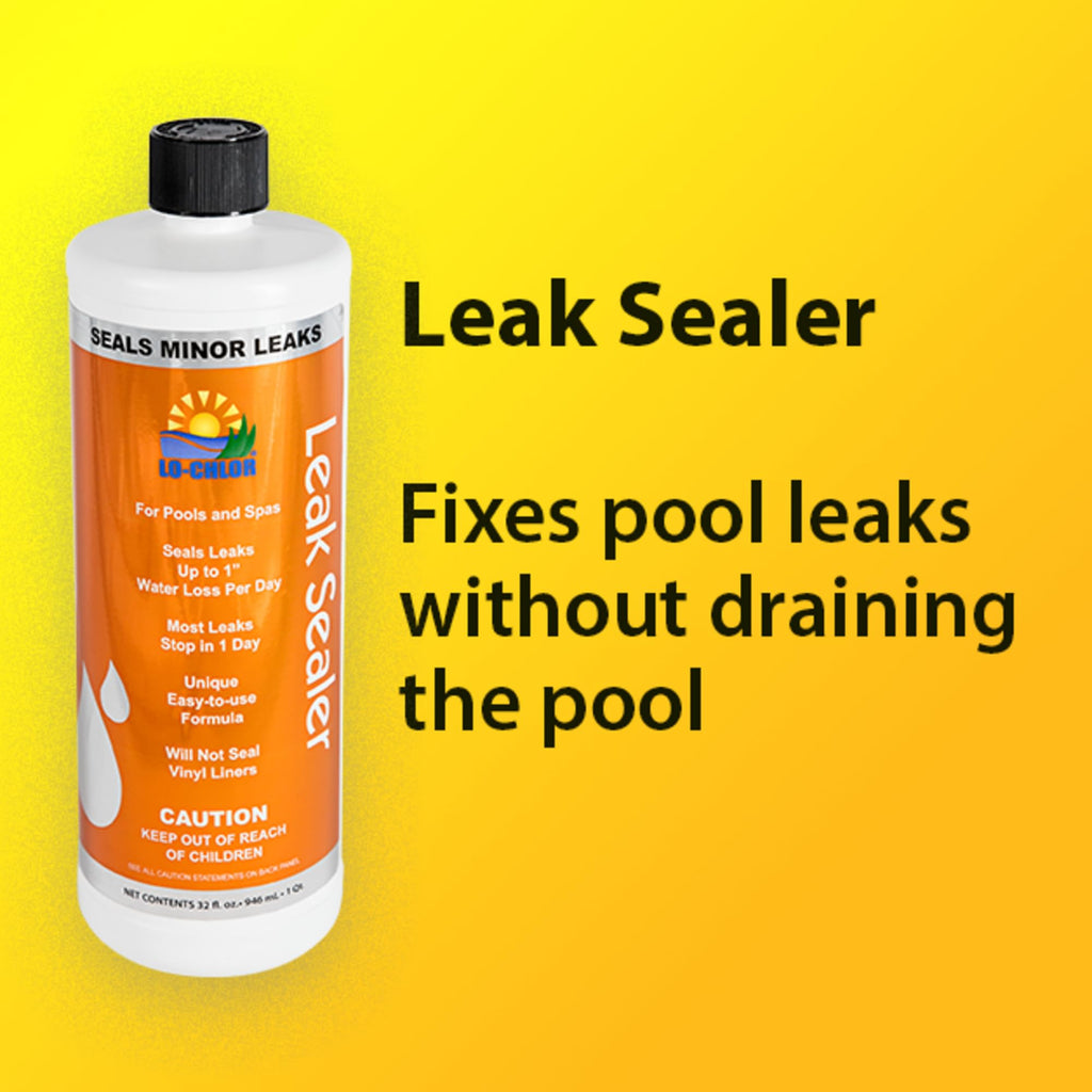 Lo-Chlor Leak Sealer - No Need to Drain Pool Water, Easily Fix a Leak Pool Leak Sealer - Hot Tub Leak Sealer Works in 24 Hours to Fix a Leak Spa and Hot Tub, Fast Acting Pool Leak Repair (32oz)