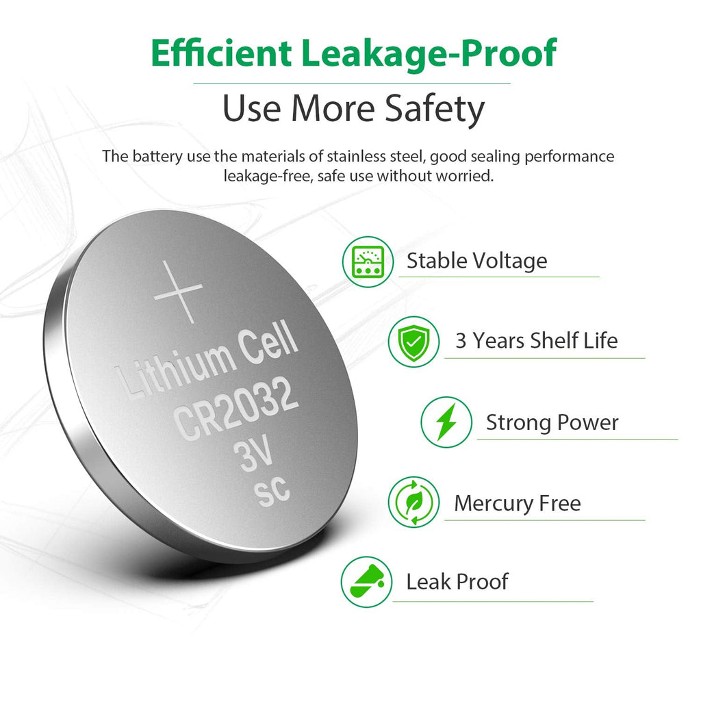 LiCB CR2032 Battery,Long-Lasting & High Capacity CR 2032 3V Coin & Button Cell Lithium Batteries with Adaptive Power and Superior Safety (20-Pack)